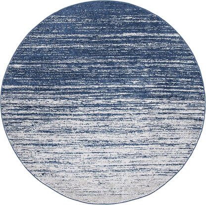 SAFAVIEH Adirondack Collection Area Rug - 11' Round, Navy & Grey, Modern Ombre Design, Non Shedding & Easy to Clean, Ideal for Living Room, Bedroom, Office, Dining Space (ADR113E)