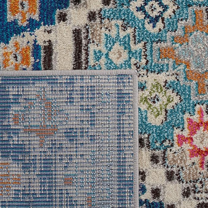 SAFAVIEH Madison Collection Area Rug - 10' x 14', Navy & Beige, Boho Diamond Distressed Design, Non-Shedding & Easy Care, Ideal for High Traffic Areas in Living Room, Bedroom (MAD418M)