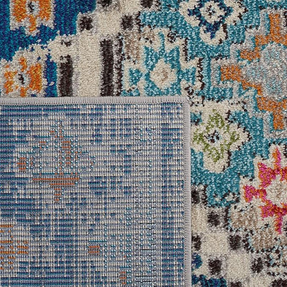 SAFAVIEH Madison Collection Runner Rug - 2' x 8', Navy & Beige, Boho Diamond Distressed Design, Non-Shedding & Easy Care, Ideal for High Traffic Areas in Living Room, Bedroom (MAD418M)