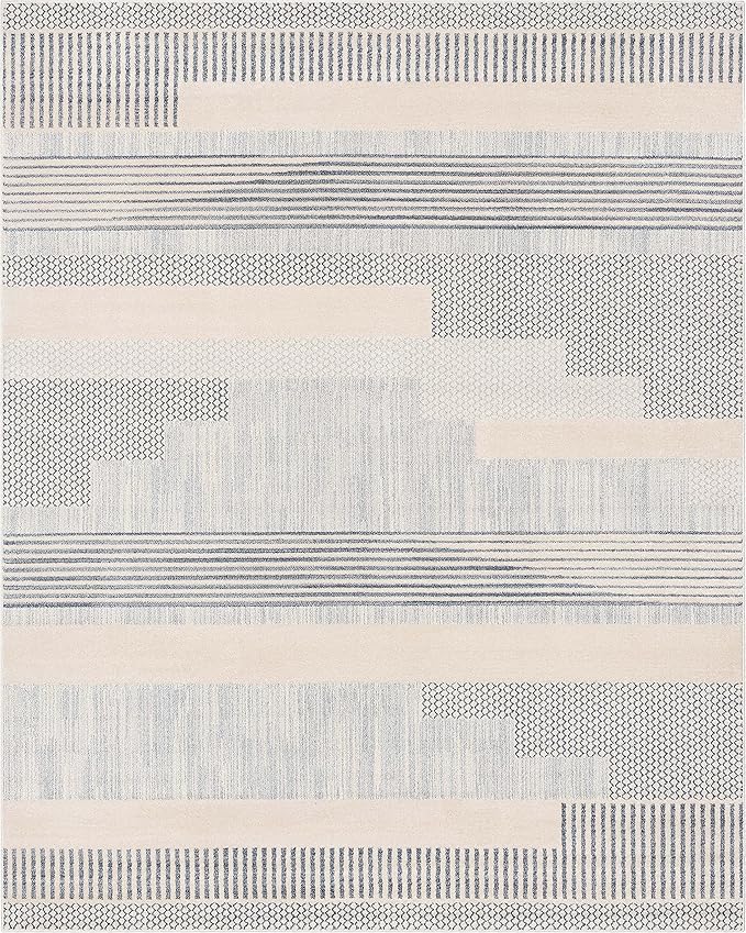 Well Woven Harlow Collection Briar Light Blue - Modern Tribal Minimalist Geometric 6x9 Area Rug - Ideal for Living Room, Dining Room & Bedroom - Durable, Stain Resistant & Easy to Clean