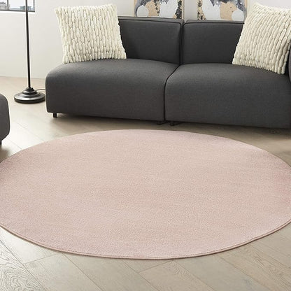 Nourison Home Nourison Essentials Pink 6' x Round Area Rug - Easy Clean, Non Shedding, Bed Room, Living Room, Dining Room, Kitchen (6' x Round)