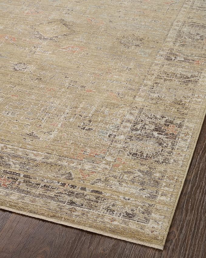 Loloi Magnolia Home by Joanna Gaines Millie Collection MIE-03 Gold/Charcoal 2'-7" x 10'-0", .25" Pile Height, Runner Rug