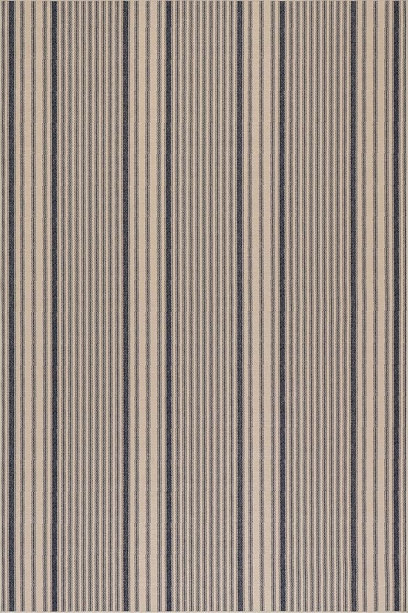 Dash & Albert Axiom Navy Machine Washable Rug, 9.5 X 13.5 Feet, Blue/Ivory Stripe Pattern