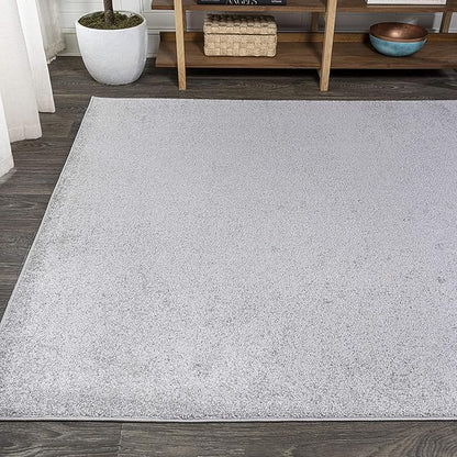 Eyely UES100K-9 Supersoft Haze Solid Low-Pile Indoor Area Rug Casual;Contemporary;Solid;Traditional, Bedroom, Kitchen, Living Room, Easy-Cleaning, Non-Shedding, 9 X 12, Light Gray