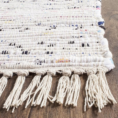SAFAVIEH Rag Rug Collection Runner Rug - 2'3" x 18', Ivory & Multi, Handmade Boho Stripe Cotton, Ideal for High Traffic Areas in Living Room, Bedroom (RAR121G)