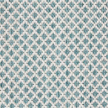 Nourison Home Courtyard Ivory Aqua 3' x 5' Area Rug - Easy Clean, Non Shedding, Bed Room, Living Room, Dining Room, Kitchen (3' x 5')