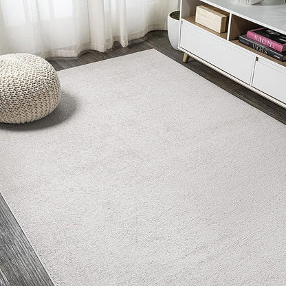 Eyely UES100D-4 Supersoft Haze Solid Low-Pile Indoor Area Rug Casual;Contemporary;Solid;Traditional, Bedroom, Kitchen, Living Room, Easy-Cleaning, Non-Shedding, 4 X 6, Ivory