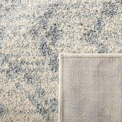 SAFAVIEH Adirondack Collection Area Rug - 4' Square, Ivory & Light Blue, Modern Diamond Distressed Design, Non-Shedding & Easy Care, Ideal for High Traffic Areas in Living Room, Bedroom (ADR131T)