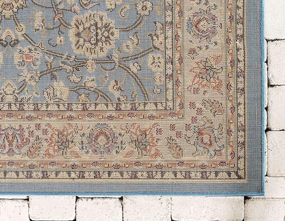 Unique Loom Sialk Hill Collection Area Rug - Washington (9' x 12' Rectangle Light Blue/Navy Blue)