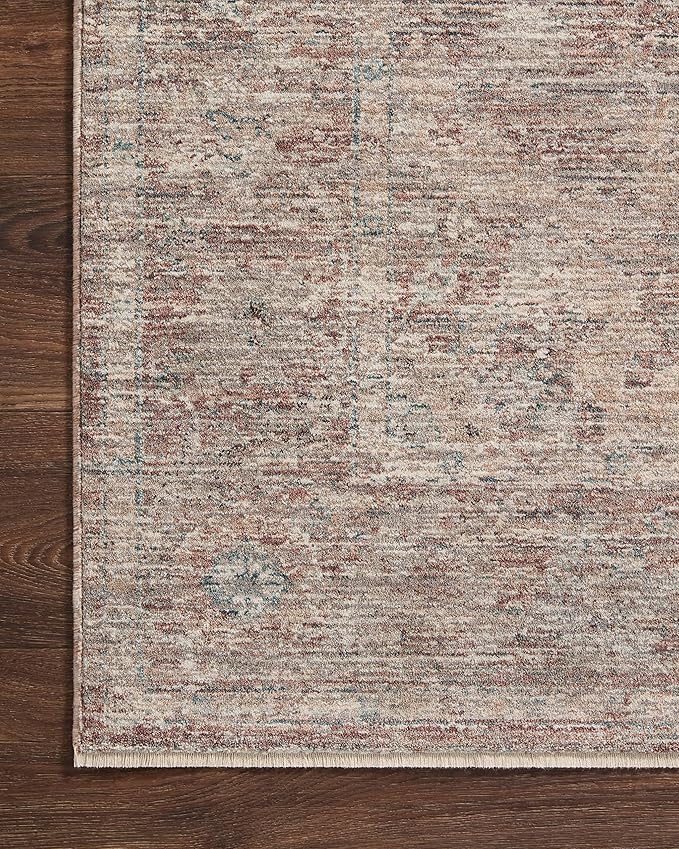 Loloi Magnolia Home by Joanna Gaines Millie Collection MIE-04 Brick/Fog 9'-6" x 9'-6", .25" Pile Height, Round Area Rug