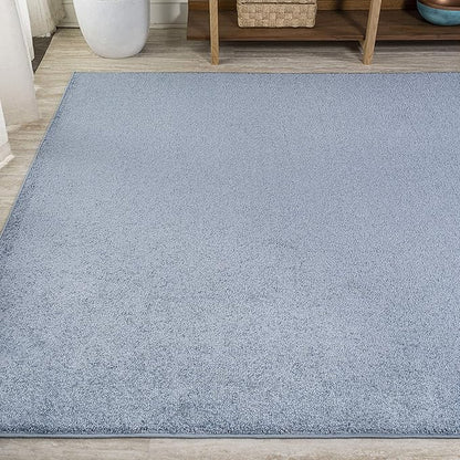 Eyely UES100F-5 Supersoft Haze Solid Low-Pile Indoor Area Rug Casual;Contemporary;Solid;Traditional, Bedroom, Kitchen, Living Room, Easy-Cleaning, Non-Shedding, 5 X 8, Classic Blue
