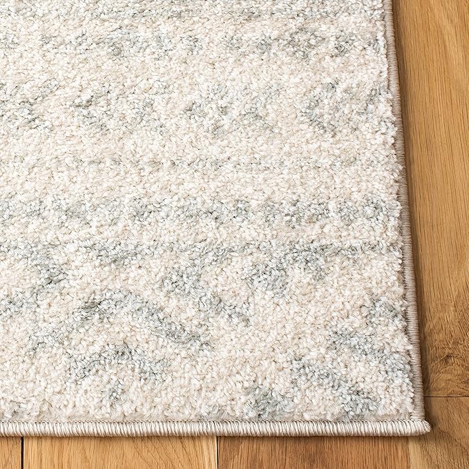 SAFAVIEH Tulum Collection Area Rug - 8' Square, Ivory & Light Grey, Moroccan Boho Tribal Design, Non-Shedding & Easy to Clean, Ideal for Living Room, Bedroom, Dining Space (TUL272G)