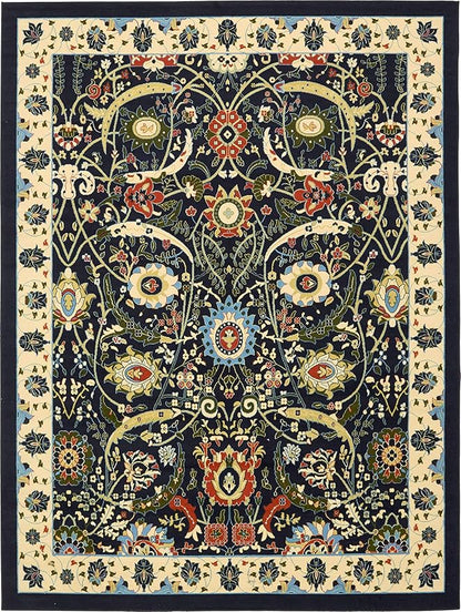 Unique Loom Espahan Collection Area Rug - Cape Cod (9'x 12' Rectangle, Navy Blue/ Black)