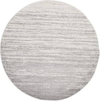 SAFAVIEH Adirondack Collection Area Rug - 4' Round, Ivory & Silver, Modern Ombre Design, Non Shedding & Easy to Clean, Ideal for Living Room, Bedroom, Office, Dining Space (ADR113B)