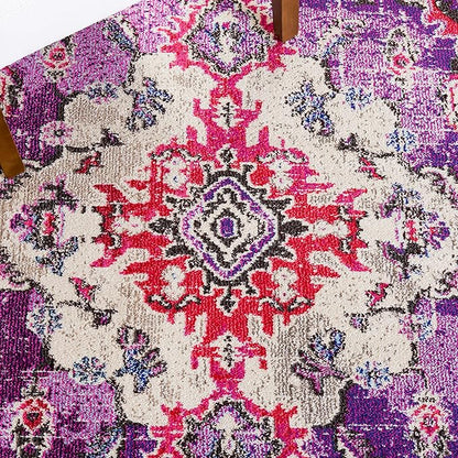 SAFAVIEH Monaco Collection Accent Rug - 3' x 5', Violet & Fuchsia, Medallion Distressed Design, Non-Shedding & Easy Care, Ideal for High Traffic Areas in Entryway, Living Room, Bedroom (MNC243P)