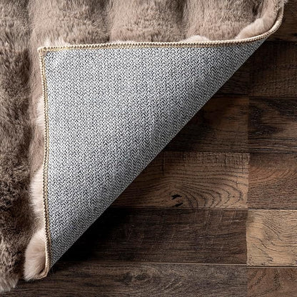 Nuloom Jeni Taupe, 2'6" x 10', Solid Faux Rabbit, Fluffy and Cozy, High Traffic, Stain Resistant, Easy Clean, Durable Washable Runner for Bedroom, Living Room, Dining, Den, Foyer, Entryway