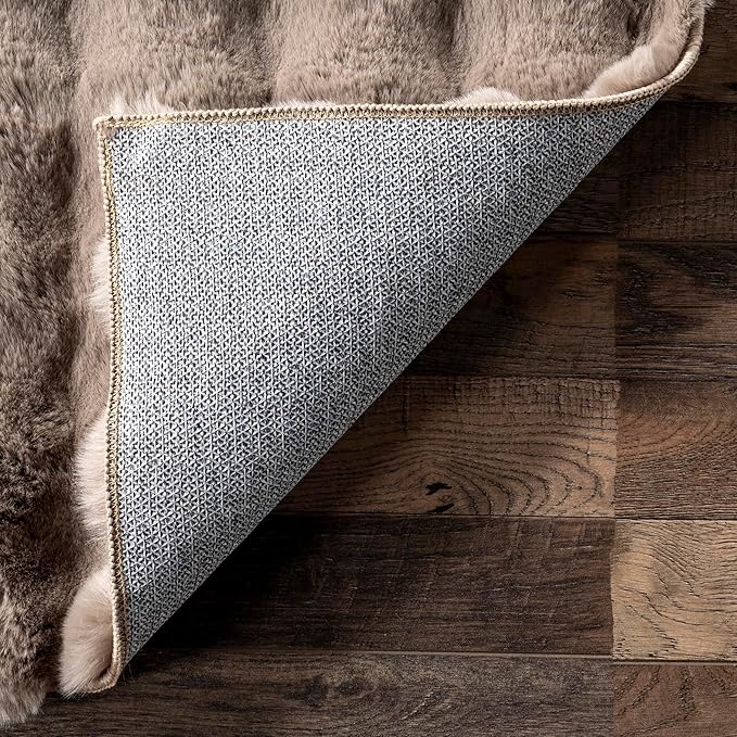 nuLOOM Jeni Taupe, 2'6" x 6', Solid Faux Rabbit, Fluffy and Cozy, High Traffic, Stain Resistant, Easy Clean, Durable Washable Runner for Bedroom, Living Room, Dining, Den, Foyer, Entryway
