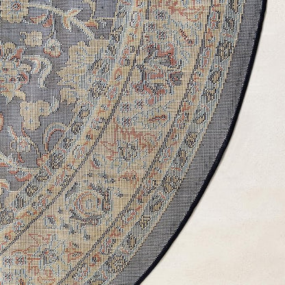 Unique Loom Sialk Hill Collection Area Rug - Washington (3' 3" Round Navy Blue/Cream)