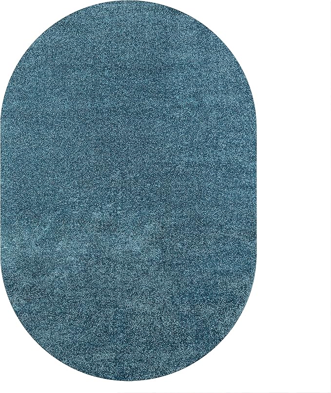 Eyely UES100H-3OV Supersoft Haze Solid Low-Pile Indoor Area Rug Casual;Contemporary;Solid;Traditional, Bedroom, Kitchen, Living Room, Easy-Cleaning, Non-Shedding, 3 X 5 Oval, Turquoise