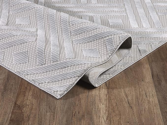 Abani Modern Grey Geometric Striped Chevron 5'3" x 7'6" Area Rug Rugs Nova Collection - Eclectic Pattern Accent Rug