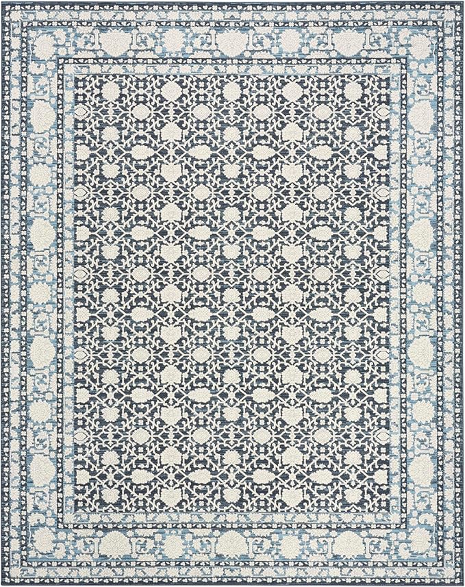 Nourison Home Grace Blue 7'10" x 9'10" Area Rug - Easy Clean, Non Shedding, Bed Room, Living Room, Dining Room, Kitchen (8' x 10')