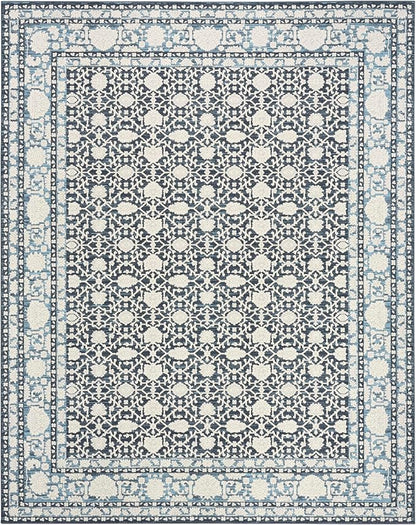 Nourison Home Grace Blue 5'3" x 7'3" Area Rug - Easy Clean, Non Shedding, Bed Room, Living Room, Dining Room, Kitchen (5' x 7')