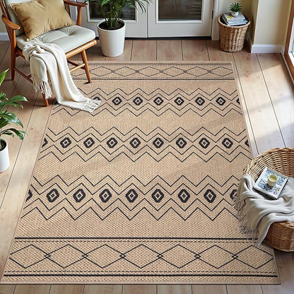 Tangsoo Modern Geometric Easy Jute Rug 3x5 Small Area Rug,Non-Slip Washable Rug for Entryway,Ultra Thin Non Shedding Indoor Outdoor Door Mat for Porch Bedroom Patio