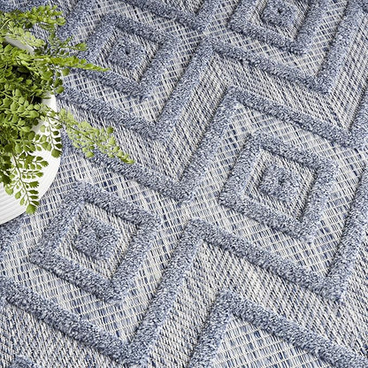 Nourison Home Versatile Denim Blue 7' x 10' Area Rug - Easy Clean, Non Shedding, Bed Room, Living Room, Dining Room, Kitchen (7' x 10')