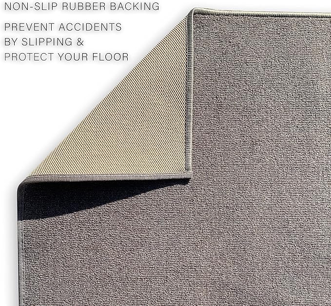 Custom Made Runner Rug Low Pile with Rubber Backing for Kitchen Foyer Hallway Entry Choose Your Length Size 31 Inch Wide Solid and Plain Dark Grey Color (3 feet x 31 Inch)