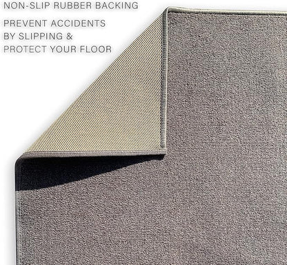 Custom Made Runner Rug Low Pile with Rubber Backing for Kitchen Foyer Hallway Entry Choose Your Length Size 31 Inch Wide Solid and Plain Dark Grey Color (3 feet x 31 Inch)