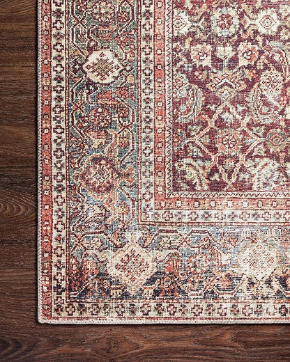 Loloi Layla Collection LAY-11 Cinnamon/Sage 3'-6" x 5'-6" .13" Thick Accent Rug, Soft, Durable, Vintage Inspired, Distressed, Low Pile, Non-Shedding, Easy Clean, Printed, Living Room Rug