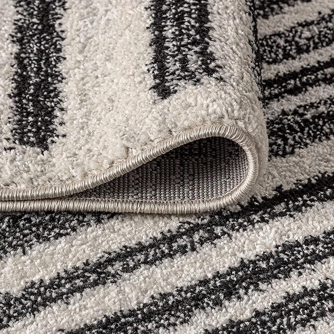 JONATHAN Y Khalil Modern Berber Stripe Cream/Black Indoor Area Rug, 8x10, Contemporary, Bohemian, Easy-Cleaning for Living Room, Bedroom, Kitchen, Pet Friendly, Non-Shedding (MOH207A-8)