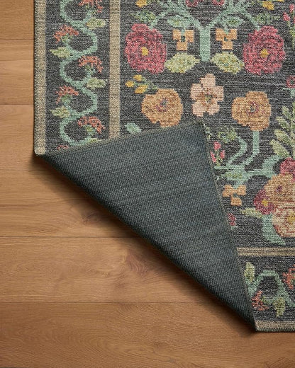 Loloi Rifle Paper Co. Rosa Collection RSA-01 Black 2'-6" x 9'-6" Runner Rug