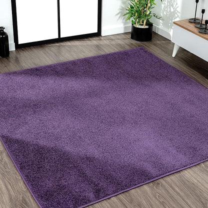 Eyely UES100N-7SQ Supersoft Haze Solid Low-Pile Indoor Area Rug, Coastal, Bohemian, Minimalist, Classic, Casual for Bedroom,Kitchen,Living Room,Non Shedding,Easy-Washing, Purple, 7' Square