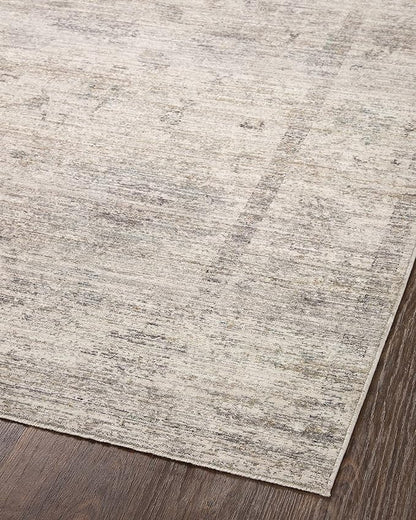 Loloi Magnolia Home by Joanna Gaines Millie Collection MIE-01 Silver/Dove 9'-6" x 9'-6", .25" Pile Height, Round Area Rug