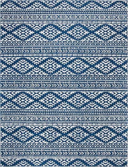 SAFAVIEH Area Rug 9x12 - Tulum Collection - Large - Navy & Ivory, Moroccan Boho Tribal Design, Non-Shedding & Easy to Clean, Ideal for Living Room, Bedroom, Dining Space (TUL272N)