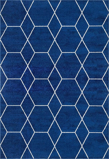 Unique Loom Trellis Frieze Collection Area Rug - Geometric (7' 1" x 10', Navy Blue/ Ivory)