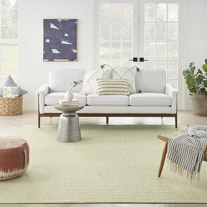 Nourison Home Courtyard Ivory Green 7' x 10' Area Rug - Easy Clean, Non Shedding, Bed Room, Living Room, Dining Room, Kitchen (7' x 10')