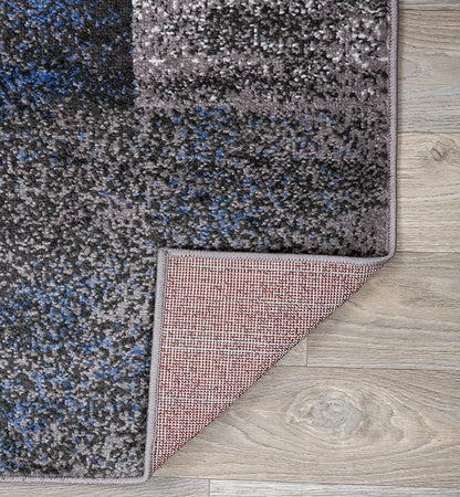 Rugshop Blue Modern Distressed Boxes Area Rug — Non-Shedding for Bedroom, Home Office and Entryway 3' x 5'