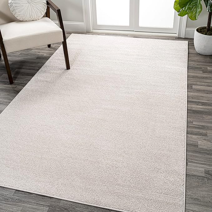 Eyely UES100D-6 Supersoft Haze Solid Low-Pile Indoor Area Rug, Coastal, Bohemian, Minimalist, Classic, Casual for Bedroom,Kitchen,Living Room,Non Shedding,Easy-Washing, Ivory, 6 X 9