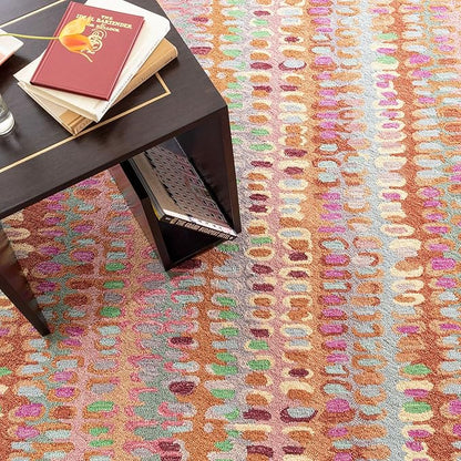 Dash and Albert Paint Chip Wool Area Rug - 2' x 3' Clay Graphic Hand Micro Hooked Accent Rug - Durable, High Traffic Areas Hallway, Living Room, Stairs