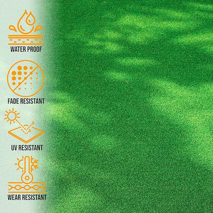 Ottomanson Artificial Grass Turf 2'7" x 19' Indoor Outdoor Faux Grass Rug with Drainage Holes, Customizable with Extra Long Size Options, Perfect for Patio Lawn Balcony Weddings Photoshoot Backdrop