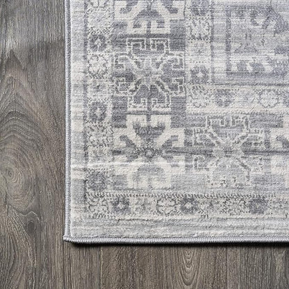 JONATHAN Y Modern Vintage Medallion Light Grey Runner Rug, 2x10, Country, Floral, Easy-Cleaning for Living Room, Bedroom, Kitchen, Pet Friendly, Non-Shedding (MDP108B-210)
