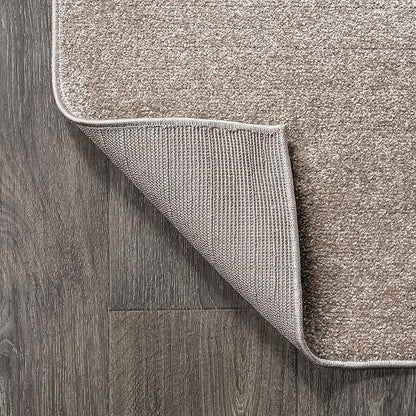 Eyely UES100G-8R Supersoft Haze Solid Low-Pile Indoor Area Rug, Coastal, Bohemian, Minimalist, Classic, Casual for Bedroom,Kitchen,Living Room,Non Shedding,Easy-Washing, Beige, 8' Round