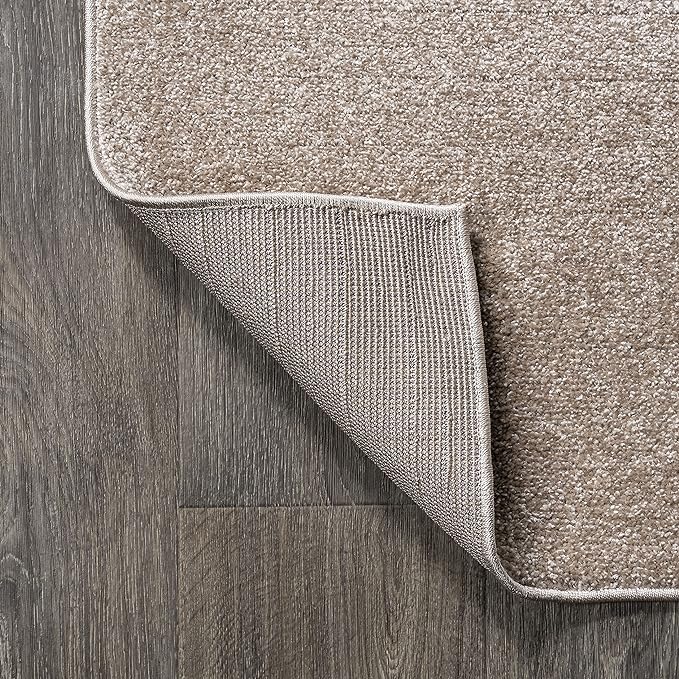 Eyely UES100G-9SQ Supersoft Haze Solid Low-Pile Indoor Area Rug, Coastal, Bohemian, Minimalist, Classic, Casual for Bedroom,Kitchen,Living Room,Non Shedding,Easy-Washing, Beige, 9' Square