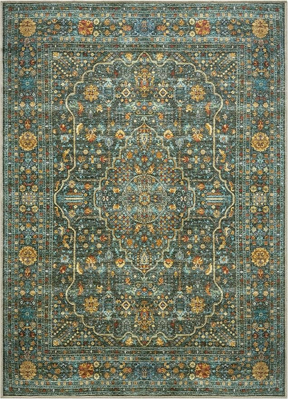 Keen Home Design 5x7 Rug - Machine Washable Area Rug with Non-Slip Backing, Ideal for Living Room, Dining Room, Bedroom - Vintage, Easy Clean, Durable, Low Pile Rug - (5' x 7')