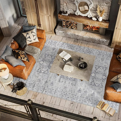 JONATHAN Y Modern Vintage Medallion Light Grey Indoor Area Rug, 8x10, Country, Floral, Easy-Cleaning for Living Room, Bedroom, Kitchen, Pet Friendly, Non-Shedding (MDP108B-8)