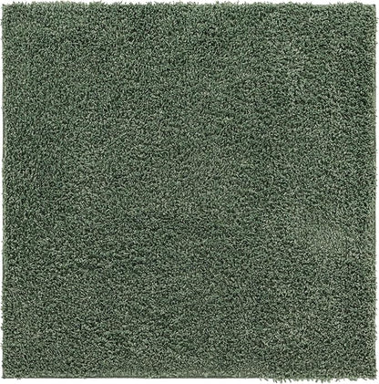 Unique Loom Davos Shag Collection Area Rug - Solid (3' 3" Square, Sage)