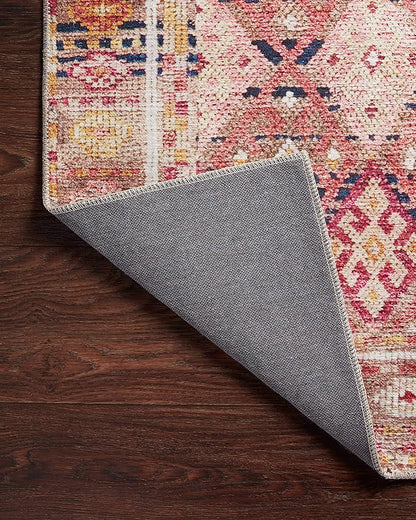 Loloi Layla Collection LAY-15 Magenta/Multi 9'-0" x 12'-0" .13" Thick Area Rug, Soft, Durable, Vintage Inspired, Distressed, Low Pile, Non-Shedding, Easy Clean, Printed, Living Room Rug