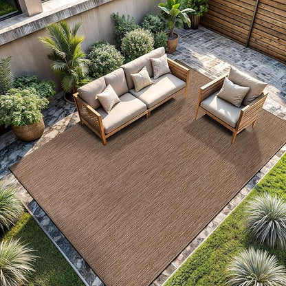 CAMILSON Outdoor Rug 5x7 Modern Area Rugs for Indoor and Outdoor Patios and Porches - Waterproof, Washable, Non-Shedding, Easy-to-Clean Outside Carpet (5 x 7, Solid - Jute)